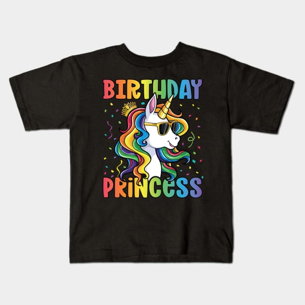 Birthday Princess Shirt Unicorn Girl Kids T-Shirt by Pennelli Studio